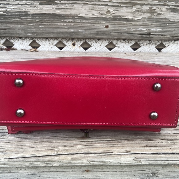NWT Patricia Nash Charonne Satchel Bag Tooled Granita Red Leather Handbag Purse - Picture 6 of 11